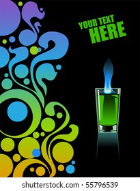 Glass of absinthe on black background.