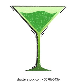 A glass of absinthe. Vector. Linocut