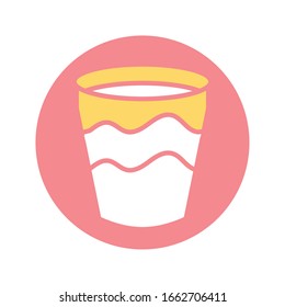 Glas mit abstraktem Design auf weißem Hintergrund, Blockstil, Vektorillustration