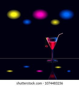 Glass in abstract night club style. Vector illustration.