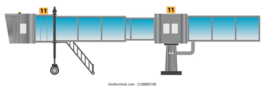Glass aero bridge or Jetway or Jet bridge Isolated on white background