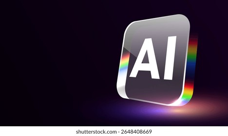Glass AI chip. Technology background. CPU processor tech bg. Computer microchip. Vector illustration