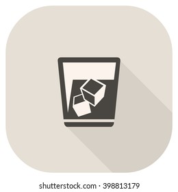 Glass of alcohol with ice cubes - Flat Icon.
A vector illustration icon of cold Alcoholic drink.
Tumbler with liquor and ice.