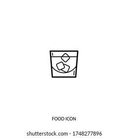 Glass of alcohol with ice cubes - line Icon isolated on background. Symbol, logo. Vector illustration