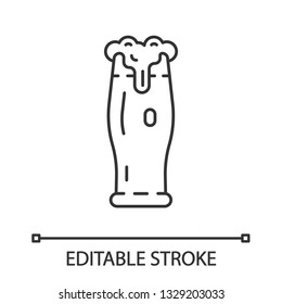 Glass of ale linear icon. Thin line illustration. Beer pint. Bar, pub contour symbol. Vector isolated outline drawing. Editable stroke