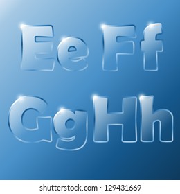 Glass alphabet, E,F,G,H vector
