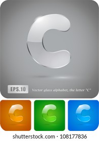 Glass alphabet, the letter "C". Vector Eps 10. The rest of uppercase and lowercase letters, symbols and numbers of the alphabet in my portfolio.