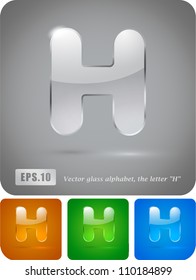 Glass alphabet, the letter "H". Vector Eps 10. The rest of uppercase and lowercase letters, symbols and numbers of the alphabet in my portfolio.