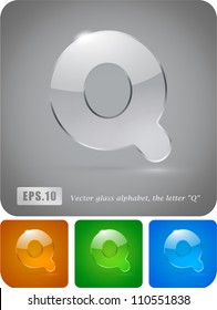 Glass alphabet, the letter "Q". Vector Eps 10. The rest of uppercase and lowercase letters, symbols and numbers of the alphabet in my portfolio.