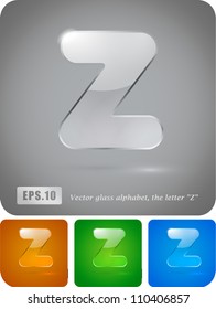 Glass alphabet, the letter "Z". Vector Eps 10. The rest of uppercase and lowercase letters, symbols and numbers of the alphabet in my portfolio.