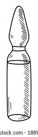 GLASS AMPOULE WITH MEDICINE ON A WHITE BACKGROUND IN VECTOR