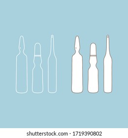 Glass ampoules for medicines. Medical, realistic, vector illustration.