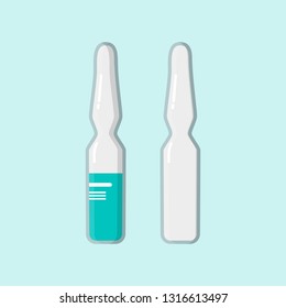 Glass ampoules,empty and with medical vector illustration