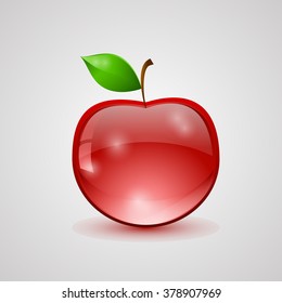  glass apple with green leaf