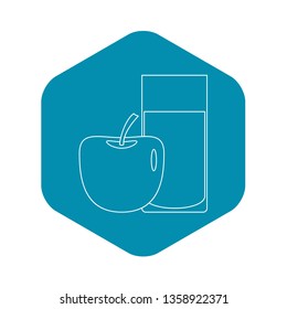 Glass and apple icon. Outline illustration of glass and apple vector icon for web
