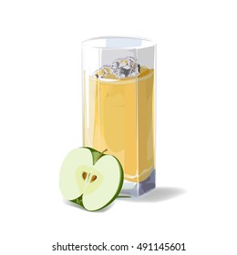 A glass of apple juice. Isolated vector illustration