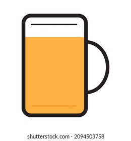 Glass of apple juice. Yellow cup icon. Poster design. Colored liquid. Food concept. Vector illustration. Stock image. 
