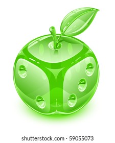 Apfel aus Glas mit Blättern als Darsteller Vektorgrafik
