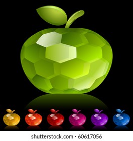 Glass apples icon set