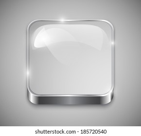 Glass apps icon template. Glossy button. Vector illustration