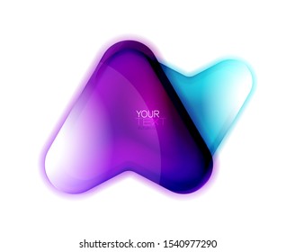 Diseño de banner con botón de flecha de cristal. Icono brillante de la punta de flecha. Cursor direccional, elemento de interfaz o marco de cuadro web. Arte vectorial