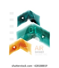 Cuadro web de información de flecha de cristal. Fondo abstracto geométrico e infográfico vectorial