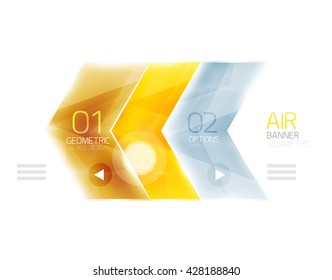 Glass arrow information web box. Vector infographic geometric abstract background