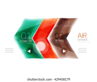 Glass arrow information web box. Vector infographic geometric abstract background