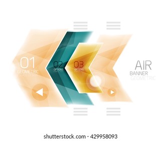 Glass arrow information web box. Vector infographic geometric abstract background