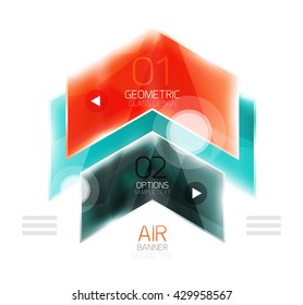 Glass arrow information web box. Vector infographic geometric abstract background