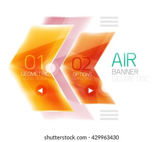 Glass arrow information web box. Vector infographic geometric abstract background