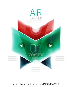Glass arrow information web box. Vector infographic geometric abstract background