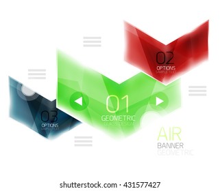 Glass arrow information web box. Vector infographic geometric abstract background