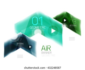 Glass arrow information web box. Vector infographic geometric abstract background
