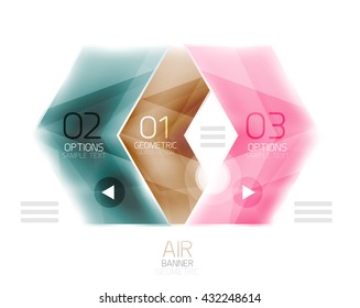 Glass arrow information web box. Vector infographic geometric abstract background
