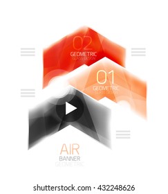 Glass arrow information web box. Vector infographic geometric abstract background