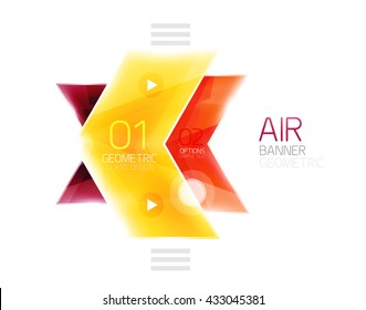 Glass arrow information web box. Vector infographic geometric abstract background