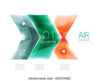 Glass arrow information web box. Vector infographic geometric abstract background