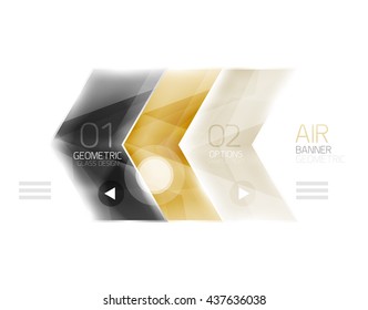 Glass arrow information web box. Vector infographic geometric abstract background