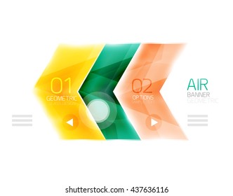 Cuadro web de información de flecha de cristal. Fondo abstracto geométrico e infográfico vectorial