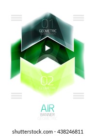Glass arrow information web box. Vector infographic geometric abstract background