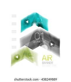 Glass arrow information web box. Vector infographic geometric abstract background