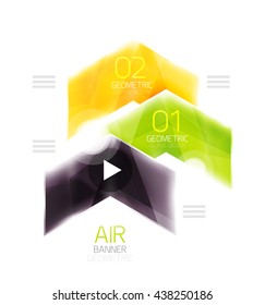Cuadro web de información de flecha de cristal. Fondo abstracto geométrico e infográfico vectorial
