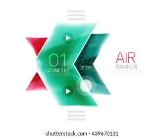 Glass arrow information web box. Vector infographic geometric abstract background