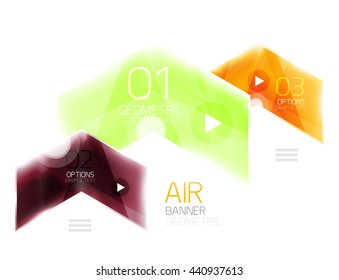 Cuadro web de información de flecha de cristal. Fondo abstracto geométrico e infográfico vectorial