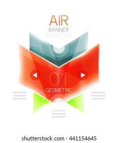 Glass arrow information web box. Vector infographic geometric abstract background