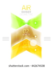 Web-Box mit den Glaspfeil-Informationen. Vektorinfographischer, geometrischer abstrakter Hintergrund