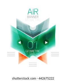 Cuadro web de información de flecha de cristal. Fondo abstracto geométrico e infográfico vectorial