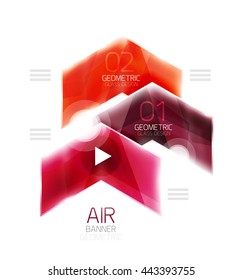 Cuadro web de información de flecha de cristal. Fondo abstracto geométrico e infográfico vectorial