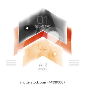Glass arrow information web box. Vector infographic geometric abstract background